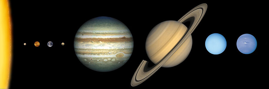 the planets and sun to scale